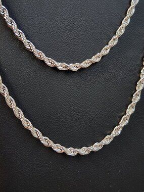 90s 15.87g 30" 14K White Gold 585 D-Cut Twist Rope Chain Necklace VTG MSRP $4122